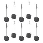 XINMEIWEN 10Pcs Cube Base Memo Clip Holder Stand with Alligator Clip Clasp for Displaying Pictures Number Menu Name Card Holder (Black)