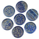 mookaitedecor 7 Piece Lapis Lazuli Stones with Engraved Magic Archangel Symbol Polished Palm Stone for Reiki Crystal Healing