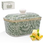 The Leonardo Collection William Morris Larkspur Butter Dishes for Kitchen & Home | Dishwasher Safe Butter Dish with Lid for Keep Butter Fresh | Durable BPA-Free Butterdish for Butter Storage