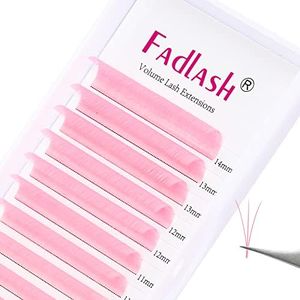 Light Pink Lash Extensions Mixed Tray Volume Lash Extensions D Curl Neon Lashes Extension Easy Fan Volume Lashes Colored Lash Extensions (Pink-0.07D, 8-14mm)