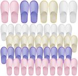 24 Pairs Spa Slippers for Men & Women,Soft Cotton Disposable Slippers for Guests Travel Indoor Hotel Home Salon,Non-slip Comfortable EVA Sole,Closed Toe,4 Colors