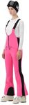 HIGH EXPERIENCE Womens Ski Bib Pants Slim Fit Soft Shell Snow Skinny Fitted Snowboard Insulated Waterproof Windproof Warm (Hot Pink, Small)