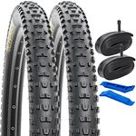 YunSCM 2-PCS 27.5" Bike Tyres 27.5x2.25 ETRTO 57-584 and 27.5" Heavy Duty Bike Tubes Schrader Valve, Compatible with Mountain/Off Road Bike 27.5x2.20 27.5x2.25 27.5x2.30 Bicycle Tires and Tubes