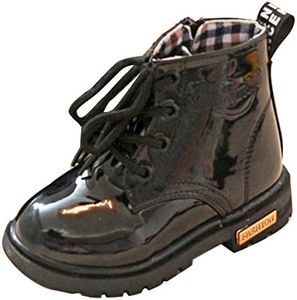 Gaorui Boys' Ankle Snow Boots Miltary Waterproof Pu Leather Shoes 5 M US Toddler Black