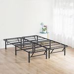 Olee Sleep Foldable Metal Platform Bed Frame, 14 Inch Steel Mattress Foundation, Easy Storage, No Box Spring Needed, Black, Full Size