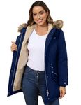 Royal Matrix Women's Winter Coats Fleece Lined Parka Jacket Hooded Long Winter Warm Parka Coat with Pockets (Dark Navy, 8)