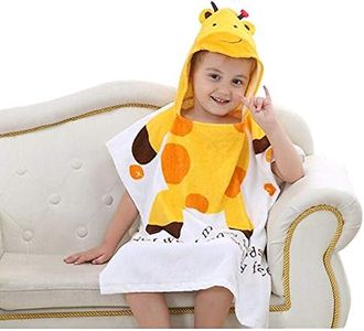 InsHere Super Absorbent & Soft Shower and Beach Toddler Hooded Towel for Baby Kids with Cute Cartoon Design (Deer)