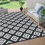 Pauwer Outdoor Rug 5x7 for Patios Clearance Waterproof Outdoor Patio Rug, Reversible Mats, Plastic Straw Rug, Outdoor Camping Rugs, Indoor Outdoor Area Rug Carpet for RV Camping, Picnic, Beach, Deck