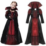 GEMVIE Kids Halloween Vampire Costume for Girls Vampiress Princess Cosplay Fancy Dress Ups