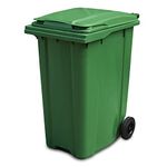 Yellowshield 360 Litre Wheelie Bin - Green, Larger Household Size - EN 840 standard, Largest 2 Wheeled Bin Available, Size 585 (w) x 880 (d) x 1264 (h) mm