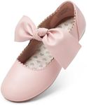 DREAM PAIRS Girls Ballet Flats Dress Shoes Front Bow Flower Ballerina Mary Jane for Wedding Party,Size 7 Toddler,Pink,Angie-5