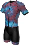 Sparx Mens Elite Aerosuit Triathlon Suit Mens Short Sleeve Tri Suit Skinsuit (Tie&Dye Maroon, 2XL)