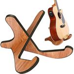 Eidoct Guitar Stand Wood Thickened Universal, Wooden X-Frame Sturdy Instrument Stand with Soft Leather Edges for Acoustic Classical Bass Guitars