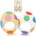 Easter Eggs Baby Teething Toys 2-Pack - Multi Texture Silicone Teethers for Teething Relief, Soft Chew Toys for Toddlers, Infants & Newborn, First Easter Gifts Basket Stuffers for Boys & Girls