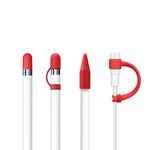 FRTMA [4-Piece] for Apple Pencil Cap/Apple Pencil Tip Cover/Cable Adapter Tether/Apple Pencil Cap Holder for iPad Pro Pencil, Red