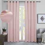 GRALI Blackout Curtain Panels, Light Blocking Noise Reducing Thermal Insulated Tweed Textured Drapes for Living Room (2 Pcs, 52 Inch by 84 Inch, Blush Pink)