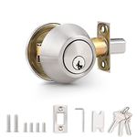 Probrico Deadbolt Lock Set, Brushed Nickel Door Lock, Single Cylinder Deadbolt Lock, Deadbolt Lock with Key, 1 Pack