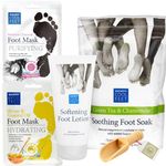 Foot Care Kit Bundle with Escenti Foot Soak for Home Spa, Softening Foot Lotion & 2x Foot Mask Set with exclusive F&F Footcare Natural Wooden Scoop - To Relax and Refresh Tired Feet at Home