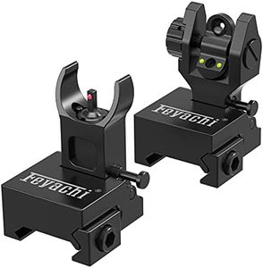 Feyachi S27 Fiber Optic Iron Sights Flip Up Front and Rear Sites with Red and Green Dot Picatinny Backup Sight Set (Black)