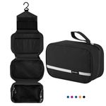 homchen Hanging Travel Toiletry Bag, Waterproof Folding Portable Cosmetic Bag, Wash Bag for Men and Women (M, Black02)