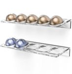 GALVANOX Small Vertuo Capsule Organizer Shelf, Compatible with Nespresso Pods Holder Wall Mount for 10 Coffee Cups, Easy Flavor Access (Adhesive Backing) Clear Acrylic