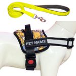 PAYTON PERRY Customized Dog Harness with Leash | Dog Harness with Name | Personalized Dog Vest Harness, No Pull, Adjustable (XL, Minion, Recommended for 35+KG Pet)