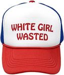 Funky Junque Bridal Snapback Trucker Hat - White Girl Wasted (White/red/Blue)