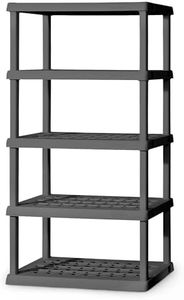 Sterilite 01553V01 5 Shelf Unit, Flat Gray Shelves & Legs, 1-Pack