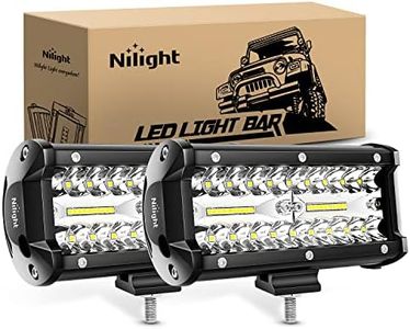 Nilight LED Pods 2Pcs 6.5 Inch 120W Triple Row Light Bar Flood Spot Combo 12000LM Driving Fog Off Road Lighting for Trucks Pickup Golf Cart SUV ATV UTV 4x4 Van Camper Boat