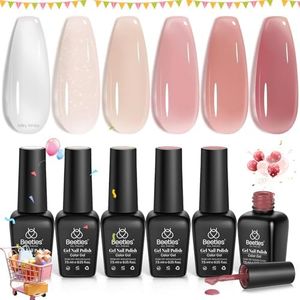 beetles Gel Polish Jelly Gel Nail Polish Set 6 Colors Neutral Sheer Milky White Nude Pink Gel Polish Kit Translucent Soak off Uv Nail Gel Diy Manicure 2024 New Nail Trend Nail Polish beetles Gel Polish Valentine's