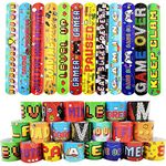 Gaming Slap Bracelets Wristband Slap Bands for Kids Gamer Party Bag Filler,24Pc Gamer Snap Bracelet Band Bulk for Kids Boys Girls Gaming Birthday Party Bags Supplies Favors,Classroom Prizes Gifts