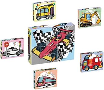 Picasso Cubes 20 pcs Magnetic Cube Puzzle 6-in-1 Vehicle Theme Pattern Magnet Brain Teaser Cubes Building Block 120 Pictures Toy Set Kids Ages 3 & Up Preschool Children Promotes Problem PMC24