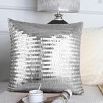 Elvaesther Sequin Decorative Pillow Cover, Glitter Bling Sequin Pillow Covers Solid Color Luxurious Fashion Square Cushion Cases Sparkling Throw Pillow Covers for Wedding Party Silver