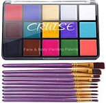 UCANBE Face Body Paint Set, 15 Colors Painting Palette Makeup Kit with 10 Pcs Professional Artist Brushes for Halloween Cosplay Party