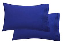 Elegant Comfort Luxury Ultra-Soft 2-Piece Pillowcase Set - Premium Hotel Quality Microfiber Double Brushed - Wrinkle Resistant, Standard/Queen, Royal Blue