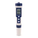 PH Meter, EZ-9909 5 in 1 High Accuracy Portable Digital Water Quality Tester, for Measuring PH Salinity TDS EC Temperature, with Backlight Screen, IP67 Waterproof