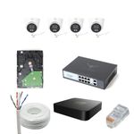 JK Vision 5MP CCTV IP Camera Full Set, 4 Dome, 5 Channel NVR, 4 Port JK Vision POE, 1TB Hard Disk, Cat6 Cable, 8 RJ45 Connector