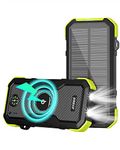 RYOKO Solar Charger Power Bank, 30000mAh Solar Phone Charger with 10W Wireless Charging, Dual USB & Type-C Port, QC 18W Fast Charging Power Bank for iPhone, Samsung, Switch, Tablet