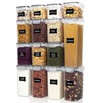 F3CH'D Airtight Food Storage Containers – 15 Piece Set - Kitchen & Pantry Organization, BPA Free Plastic with Durable Lids, Leakproof, Ideal for Dry & Wet Foods - Reusable Labels, Marker & Spoon Set