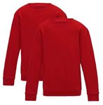 (Pack of 2) Boys Girls School Jumper Round Neck Fleece Crew Neck Sweatshirt Uniform Ages 3-16 Years