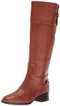 Franco Sarto Women's Jazrin Tall Riding Boots Knee High, Cognac Brown Wide Calf Leather, 9.5