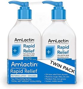 AmLactin Rapid Relief Restoring Body Lotion For Dry Skin – 7.9 oz Pump Bottles (Twin Pack) – 2-in-1 Exfoliator And Moisturizer With Ceramides And 15% Lactic Acid For 24-Hour Relief From Dry Skin