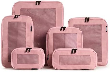 Aerotrunk Compression Packing Cubes for Travel - Luggage Organizer Bags - Double Zipper Packing Cubes for Suitcases (6-Pack, Pink)