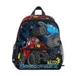 CHIFIGNO Kids Backpacks School Backpack Kids Travel Bag for Girls Boys Kindergarten Elementary Junior Primary, Blue Monster Truck, M, Travel Backpacks