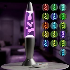 13.5" LED Liquid Motion Lamp with Remote Control – 17 Color Changing Liquid Retro Lamp for Bedroom, Living Room, or Office – Novelty Lighting with 4 Modes & 8-Hour Auto Off Night Light
