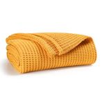 DESTIN HOME 100% Cotton Blankets for Full Bed - AC Blankets for spl. Summer & Winter Season, Lightweight and Breathable Soft Woven Blankets for all Season | king size -90 x 102 Inches | Yellow