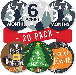 20 Monthly Baby Milestone Stickers Boy - Adventure Baby Monthly Milestone Stickers for Baby Boy, Milestone Baby Monthly Stickers, Baby Month Stickers for Baby Photo Props, Monthly Baby Stickers Boy