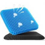 Gel Seat Cushion, 5cm Double Thicker Breathable Gel Seat Cushion for Wheelchair Cool Seat Cushion Honeycomb Design, Lumbar Support Chair Cushion With Non-Slip Cover For Home Office Car