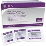 HCS Large Alcohol Prep Pads - 70% Isopropyl Alcohol Wipes, Individually Wrapped - 2 ply, Textured - Skin Prep Alcohol Swabs - Sterile Alcohol Pads (100/Box, Large)