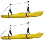 Kayak Storage Hoists 2-Pack - Overhead Pulley Hoist Systems - 125lb Capacity for Canoes, Bikes, and Ladders by RAD Sportz